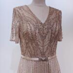 香檳金線珠鑽收腰禮服