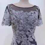 鐵灰刺繡花紋絲裙禮服