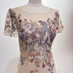 粉膚牡丹花葉亮片禮服