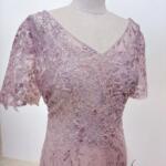 薰衣草紫蕾絲V領禮服