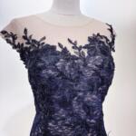 莓紫蕾絲花葉刺繡禮服