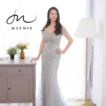 雪灰宮廷排鑽卡肩禮服