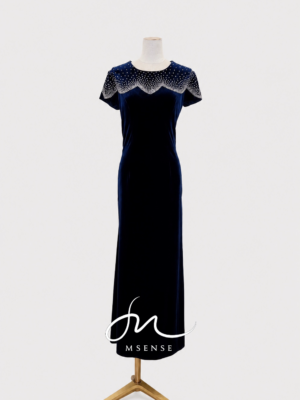 藏藍絲絨銀鑽禮服