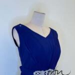 藏藍鋯石收腰絲絨禮服