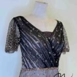 黑金亮片抓皺高腰禮服