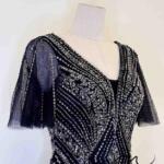 曜石黑滿鑽水袖魚尾禮服