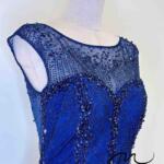 藏藍桃心領流線珠鑽禮服