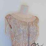 香檳金流蘇水鑽收腰禮服