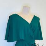 墨綠雪紡斗篷高腰禮服