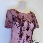 暗紫花葉刺繡蕾絲禮服