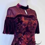 酒紅絲絨亮片繡花魚尾禮服