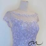 浪漫紫花葉細珠紗裙禮服