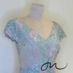 水藍人魚亮片蕾絲魚尾禮服