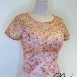 粉橘波點亮片刺繡絲緞禮服