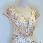 米黃碎花亮片包袖禮服