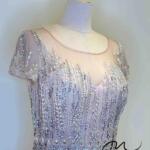 粉金幾何排鑽收腰網紗裙禮服