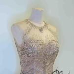 香檳金宮廷滿鑽削肩禮服