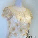 鵝黃蝴蝶花側邊珠鑽禮服