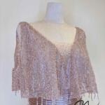 藕粉亮片流線斗篷絲緞收腰禮服