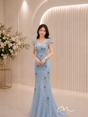 冰羽銀花魚尾禮服