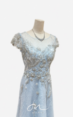 蔚藍珍珠蕾絲A字禮服