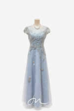 蔚藍珍珠蕾絲A字禮服
