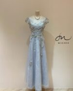 蔚藍珍珠蕾絲A字禮服